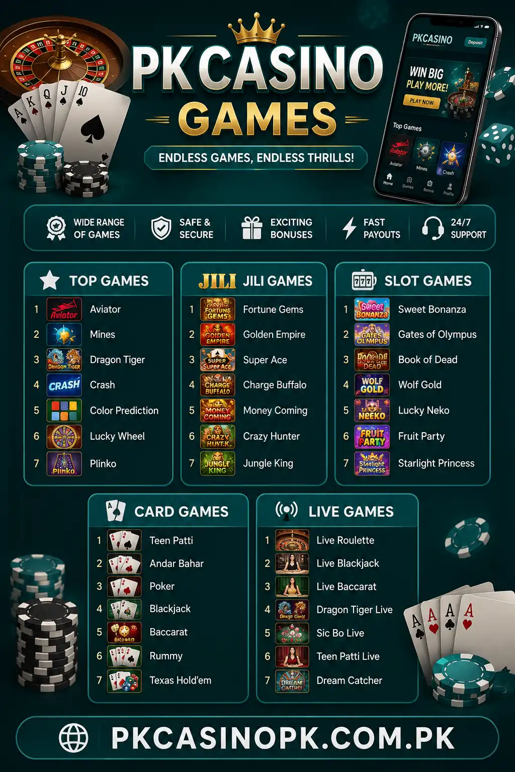 Pkcasino Games